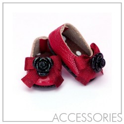 PS-13 ROSE RIBBON SHOES (Red-Black) for pukipuki